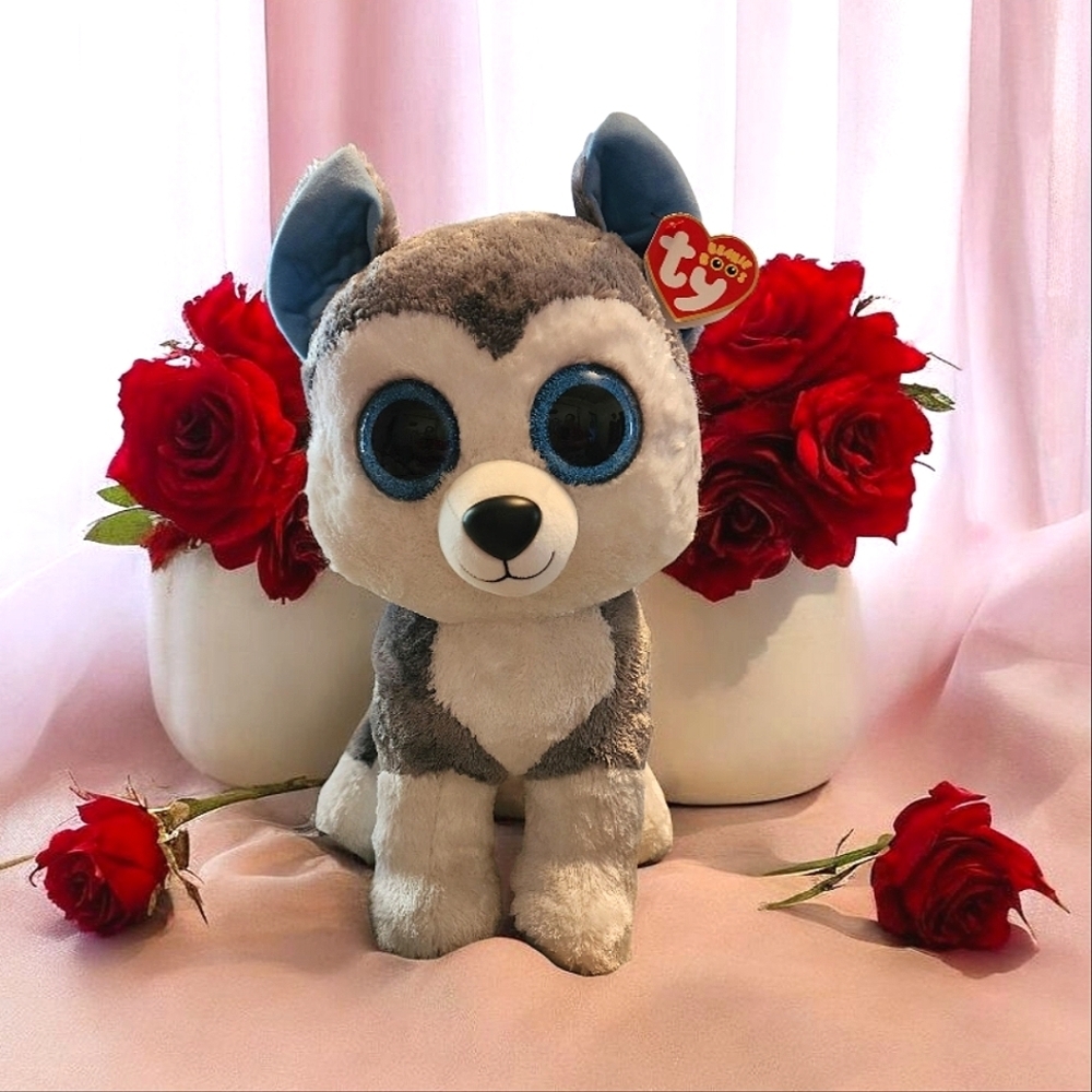 Ty Husky Plush with Blue Eyes (Slush)